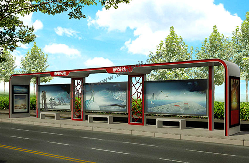 現(xiàn)代城市公交候車(chē)亭站臺(tái)AN1062-城市公交站亭